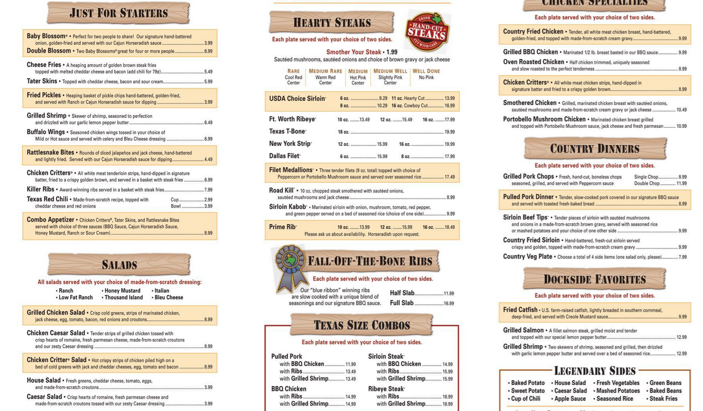 Texas Roadhouse Menu