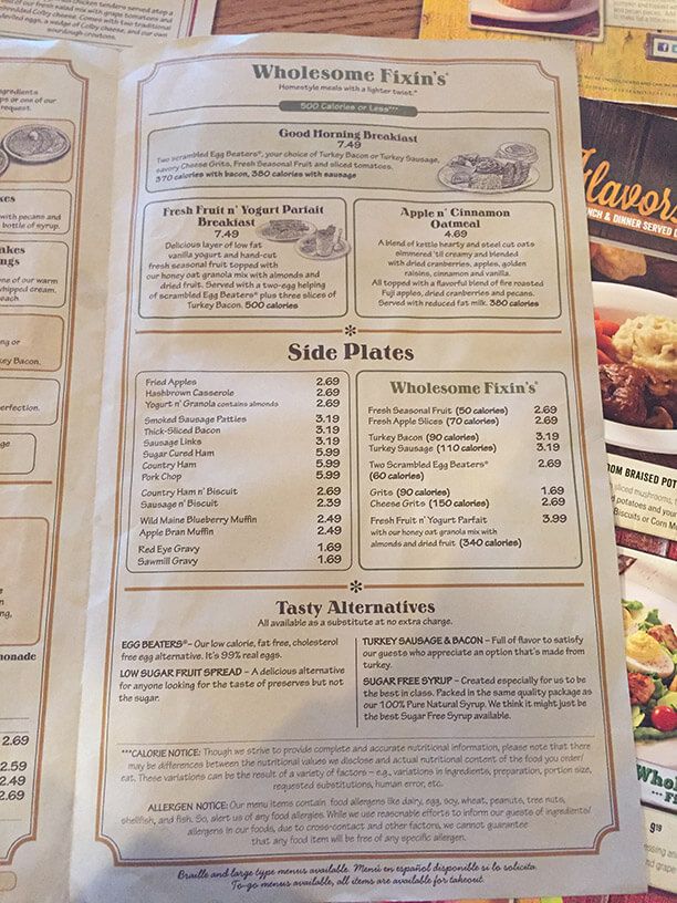 Cracker Barrel Breakfast Sides Menu