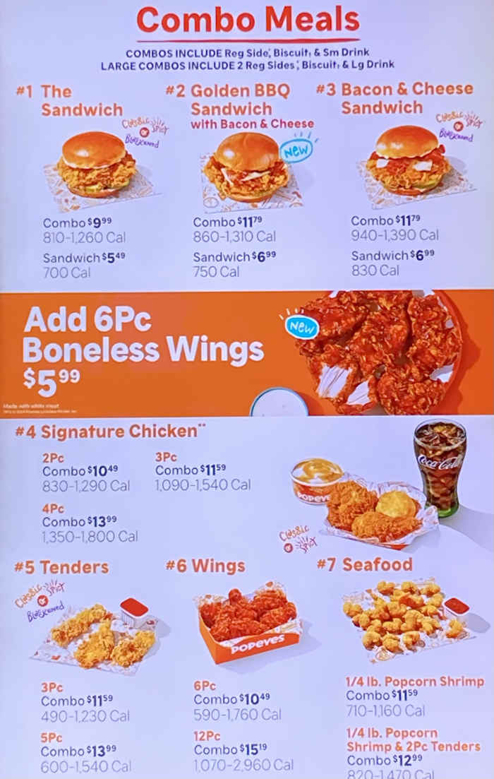 Popeyes Menu